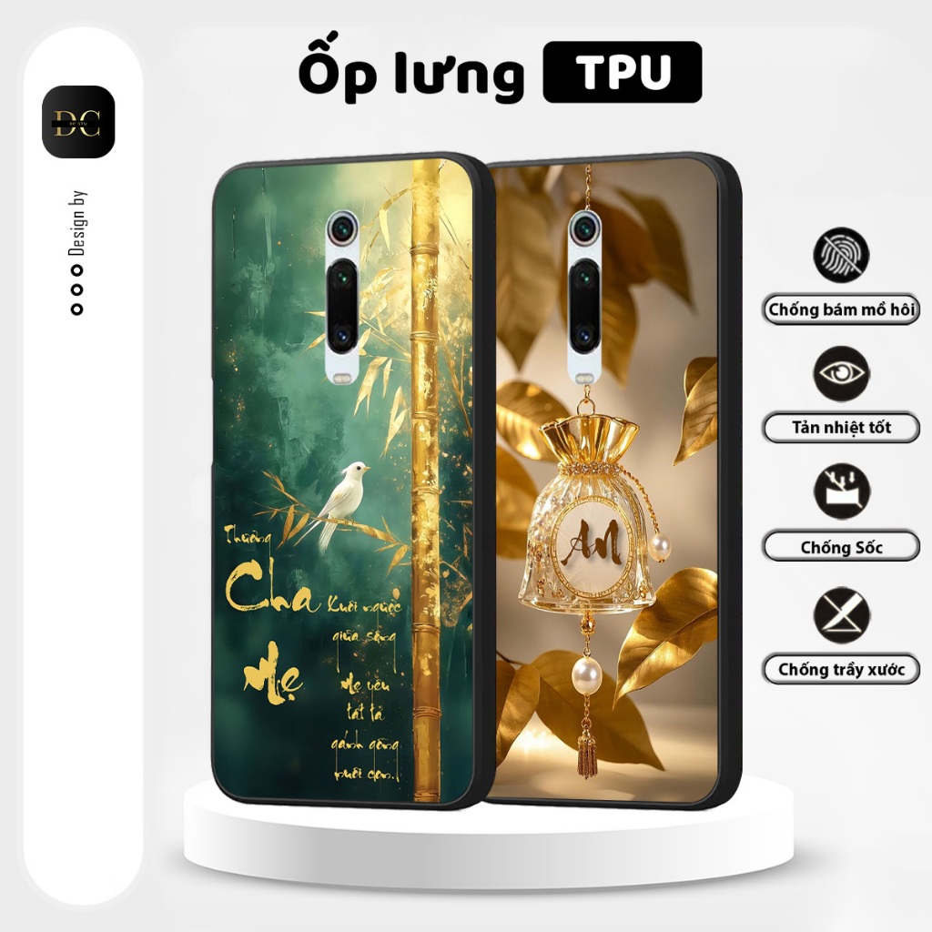 เคส Xiaomi Redmi K20 - K20 Pro พร้อมการประดิษฐ์ตัวอักษรและดอกบัว รุ่นใหม่ล่าสุด