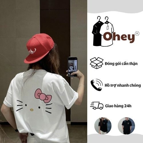 เสื้อยืด Hello Kitty พิมพ์ลายน่ารัก แขนปล่อย ผ้าคอตตอนยืด 4 ทาง AOT07