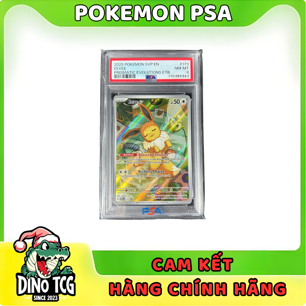 [โปเกมอน PSA ] POKEMON PSA 8 EEVEE FOIL 173 PLEASE โปรโมชั่น PRISMATIC EVOLUTIONS ETB