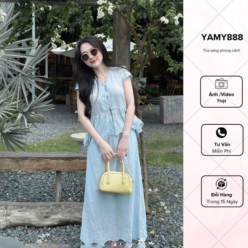 ชุดไปทะเล แขนบานและกระโปรงยาวผสม QC Type 1 Sb6456 - Yanmy888