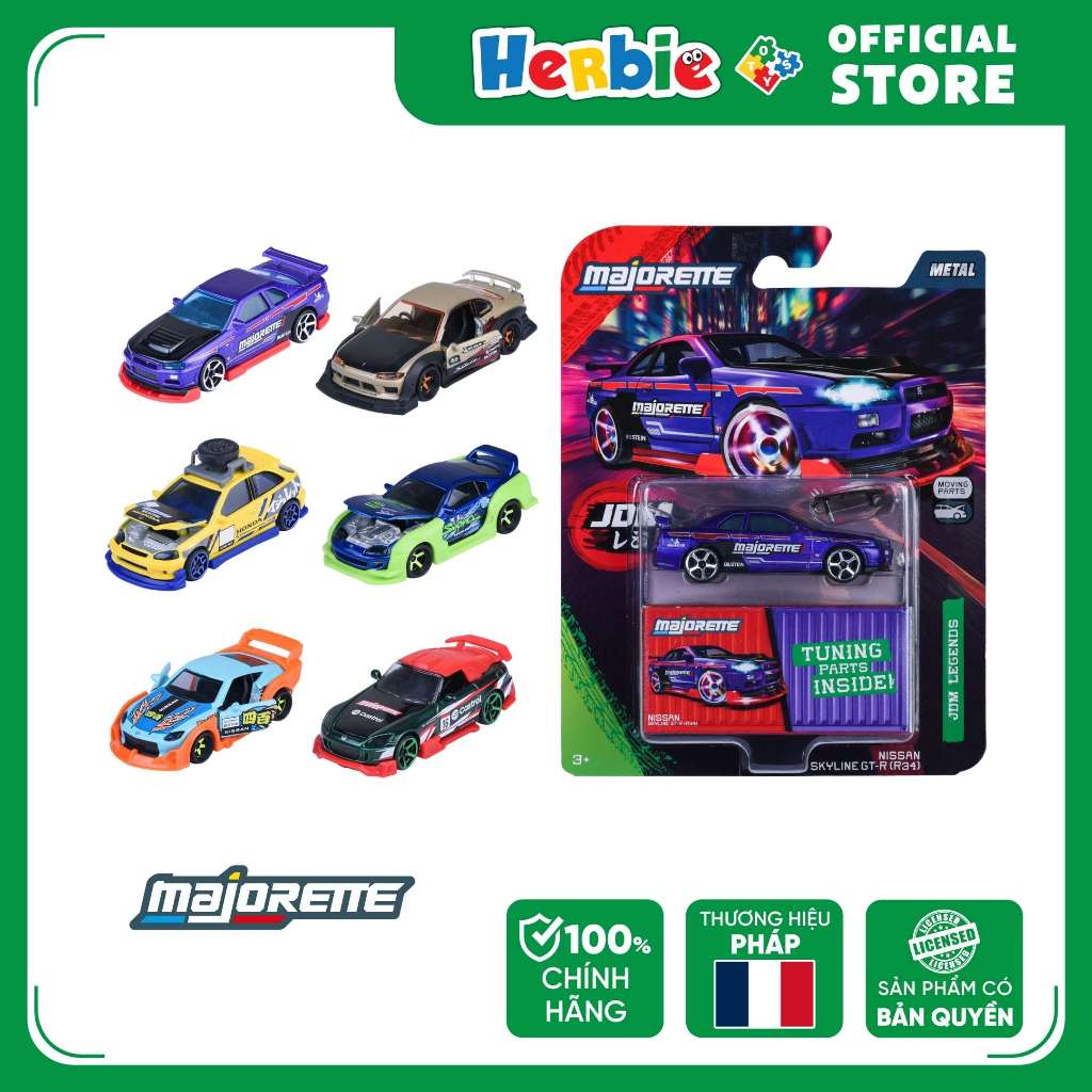 MAJORETTE JDM Legends Deluxe Cars 1:64 โมเดลDiecast Car Herbieของเล่น