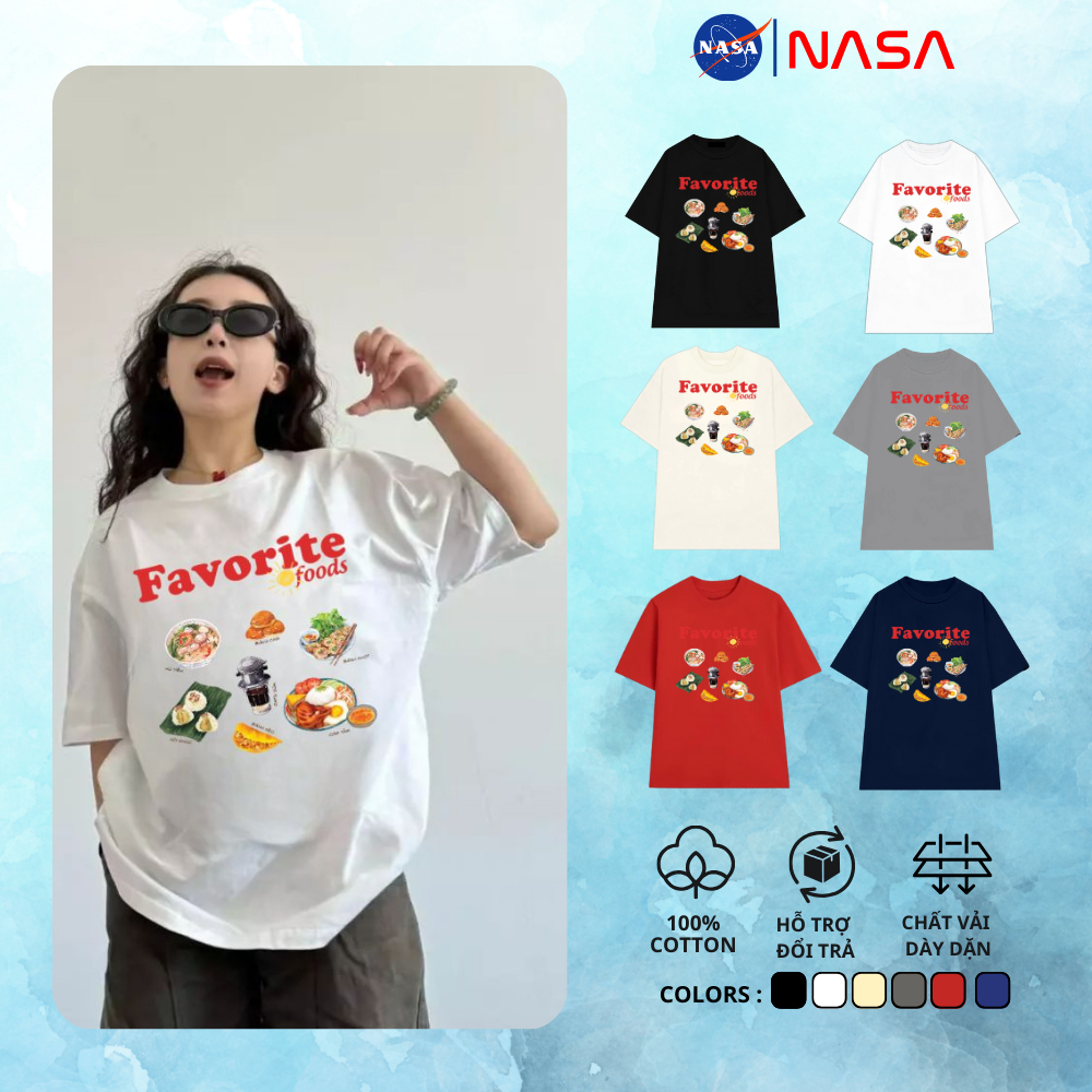 เสื้อยืดคอกลม พิมพ์ลาย NASA Vietnam Food ผ้าฝ้ายยืด 2 ทาง Smooth ทุกสี 210/260 แกรม