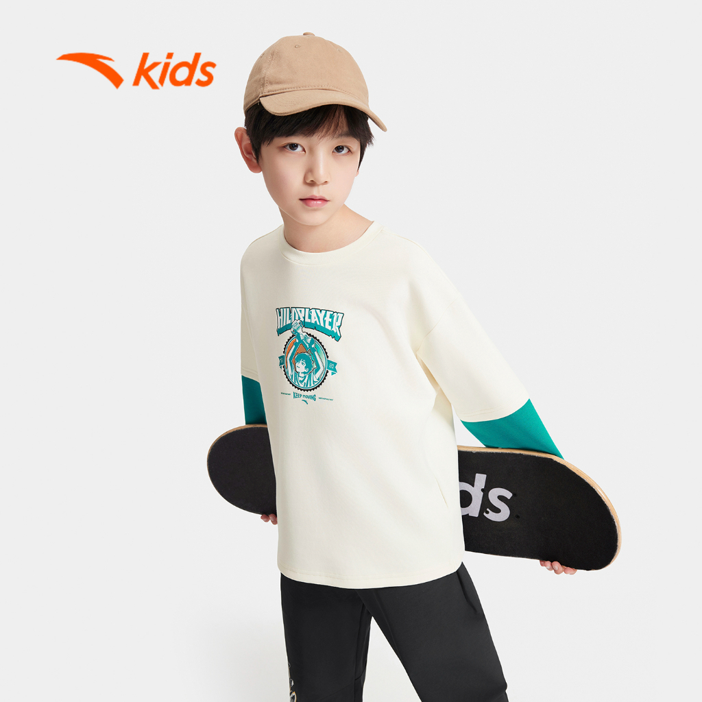 ANTA KIDS Anta Kids Wildplayer Boy เสื้อยืดแขนยาว-2P - 7-14 ปีเสื้อแขนยาวถัก 3524C8401