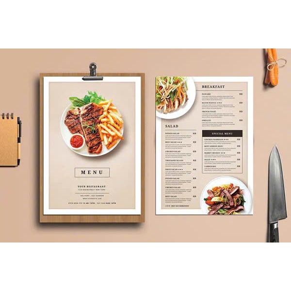 พิมพ์ MENU ON DEMAND - ขนาดเคลือบพลาสติก A5, A4, A3 - หมายเหตุ: 5 ผลิตภัณฑ์หรือมากกว่า
