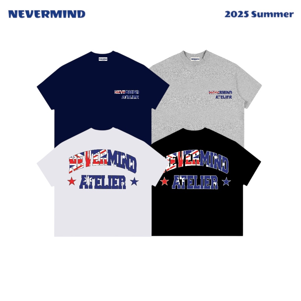 เสื้อยืด Boxy แบรนด์ท้องถิ่น NEVERMIND Cotton 250gsm " AUSTRALIA FLAG "เสื้อยืดหลวมสําหรับผู้ชายและผ