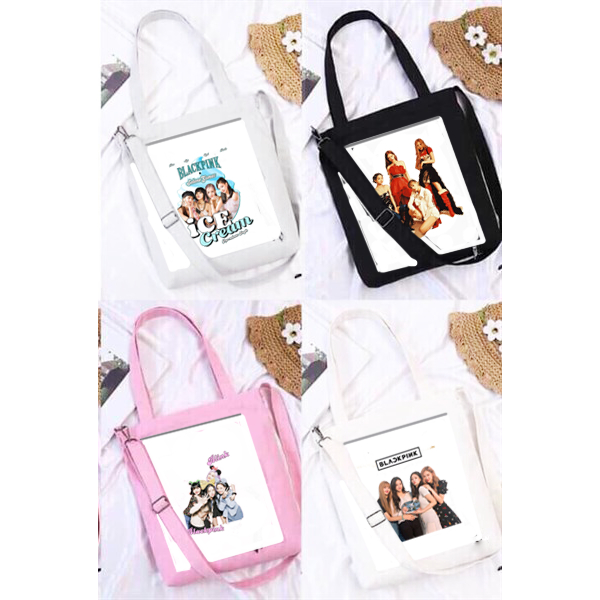 Blackpink lisa jennie rose jisoo tote bag การ์ตูนน่ารัก TT32a กระเป๋าสะพาย