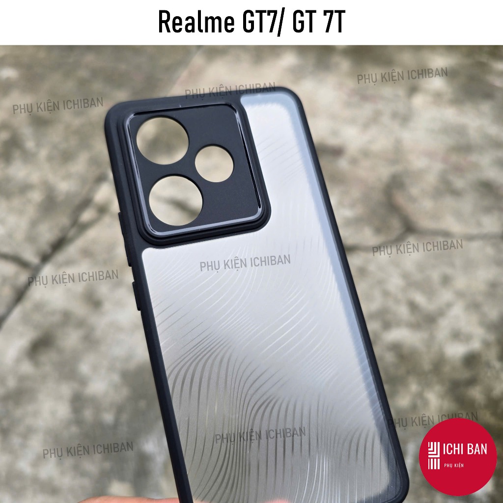 เคส Realme GT7/ Realme GT 7T, Realme GT Neo 6 SE ขอบยืดหยุ่น TPU สีดํา, ด้านหลังแข็งด้านพร้อมแถบป้อง