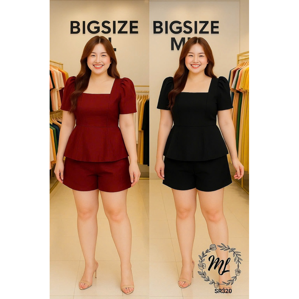 ชุดสํานักงานยางยืดโพลีไซส์ใหญ่คอเหลี่ยมและแขนเสื้อหรูหรา (SR320)