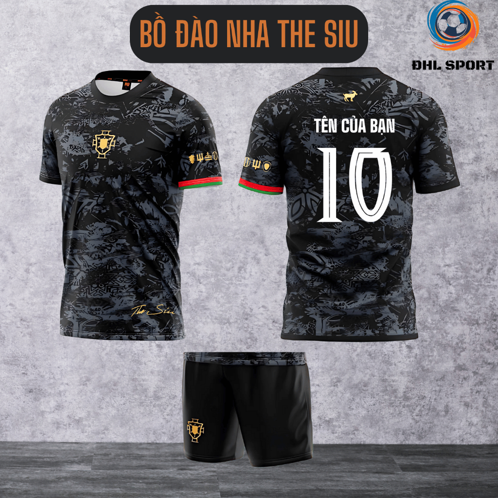 (ผ้ายืดหยุ่น) เสื้อฟุตบอลโปรตุเกสของ THE SIU เสื้อฟุตบอลพิมพ์ลายชื่อ DHL SPORT และตัวเลข