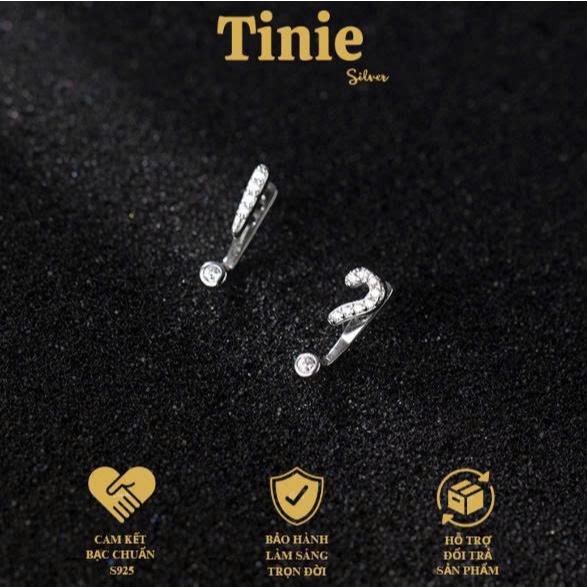 S925 SILVER เครื่องหมายคําถามและต่างหูเครื่องหมายระเหิดพร้อมหินส่วนบุคคล TINIE SILVER
