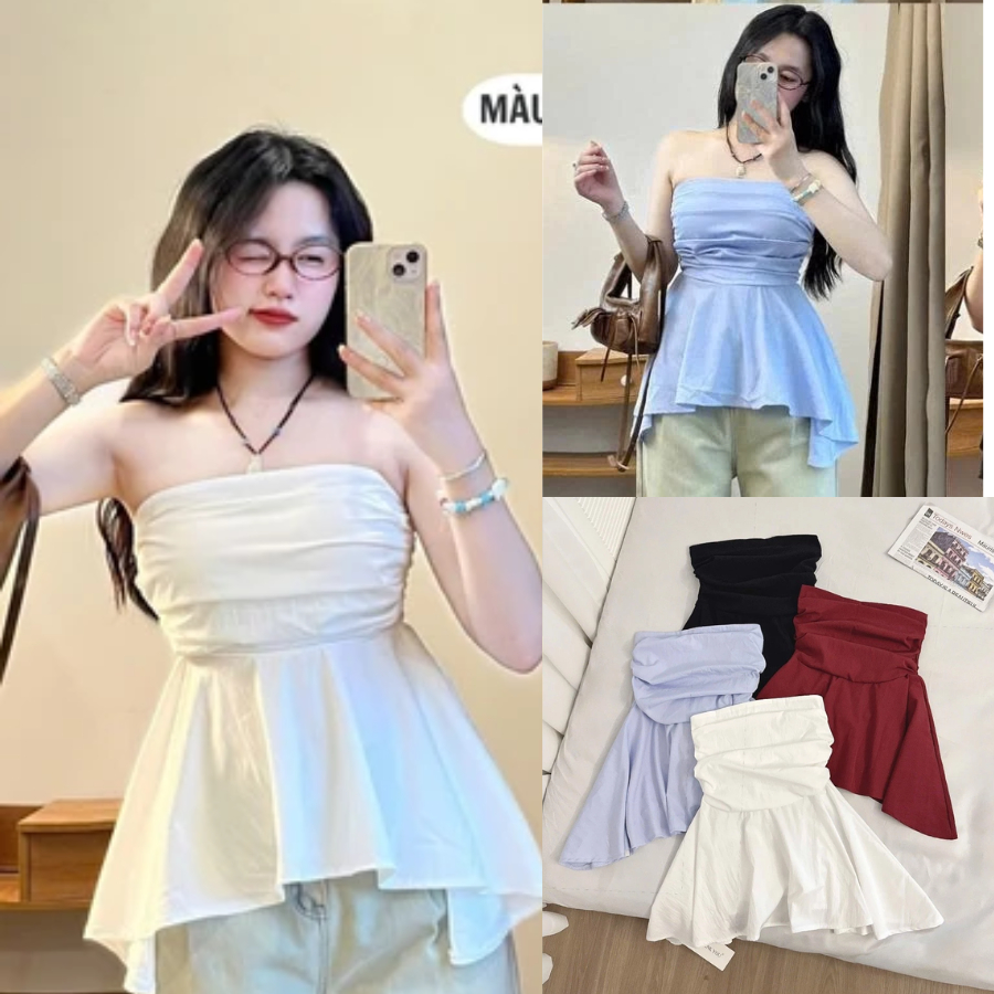 เสื้อเกาะอก Peplum สุดน่ารัก 4 สีสําหรับไปเที่ยวทะเล Emixclothes Aoquai592/P8K7