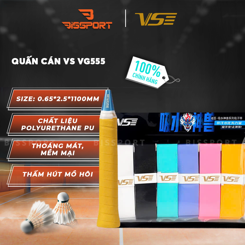 VS Venson VG555 Premium Badminton Grip - ยาว - บางและเบา - เหนียวเป็นพิเศษ - กันน้ําได้ดี - นุ่มเนีย