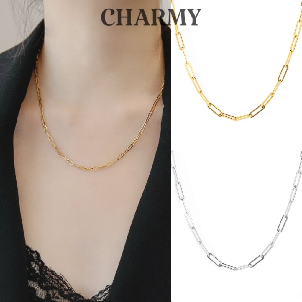 สร้อยคอโซ่ลิงค์ยาวธรรมดา DTV20 เหล็กไทเทเนียม - Charmy