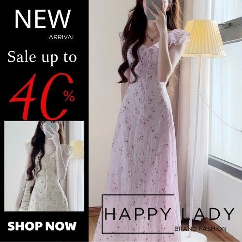 แม็กซี่เดรสขาบานคอกลมแขนปีกค้างคาวผูกโบว์ที่อกเป็นฟองดอกไม้ผู้หญิงอ่อนโยนเหมาะกับเที่ยวทะเล Ht789