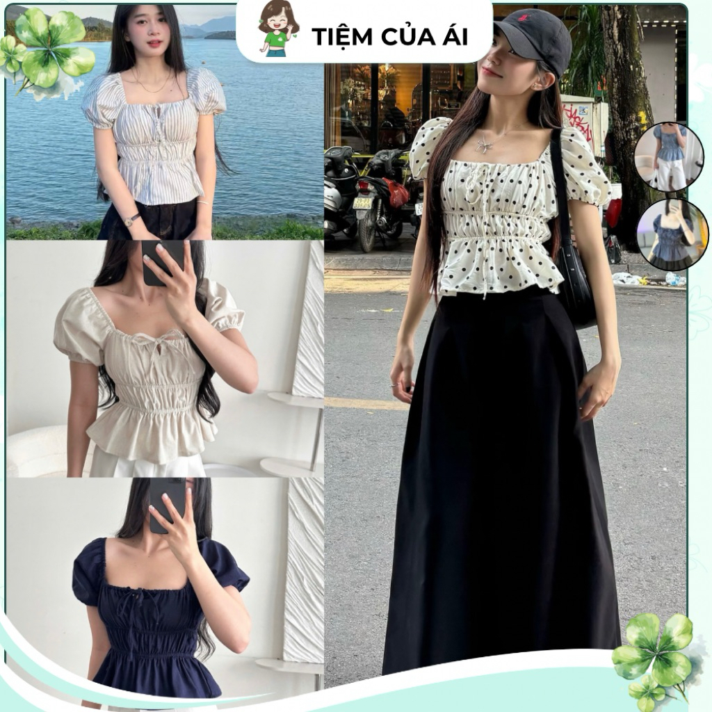 เบบี้ดอลล์ เสื้อคอเหลี่ยมแขนพัฟผ้าลินินผูกหน้าอก, เสื้อแขนสั้นผู้หญิง