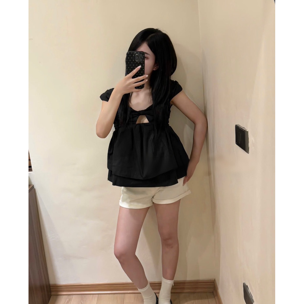 Bunny.store•(Ready) เสื้อเชิ้ต Babidoll คัตเอาท์หน้าอก