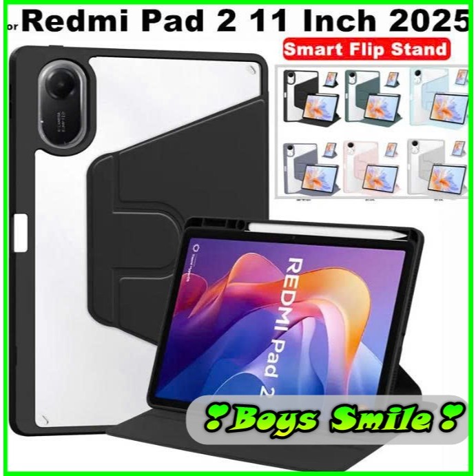 เคสหนังพร้อมที่วางปากกาสําหรับ Xiao mi Redmi Pad 2, Redmi Pad2 11 นิ้ว 2025 มีขอบยืดหยุ่น
