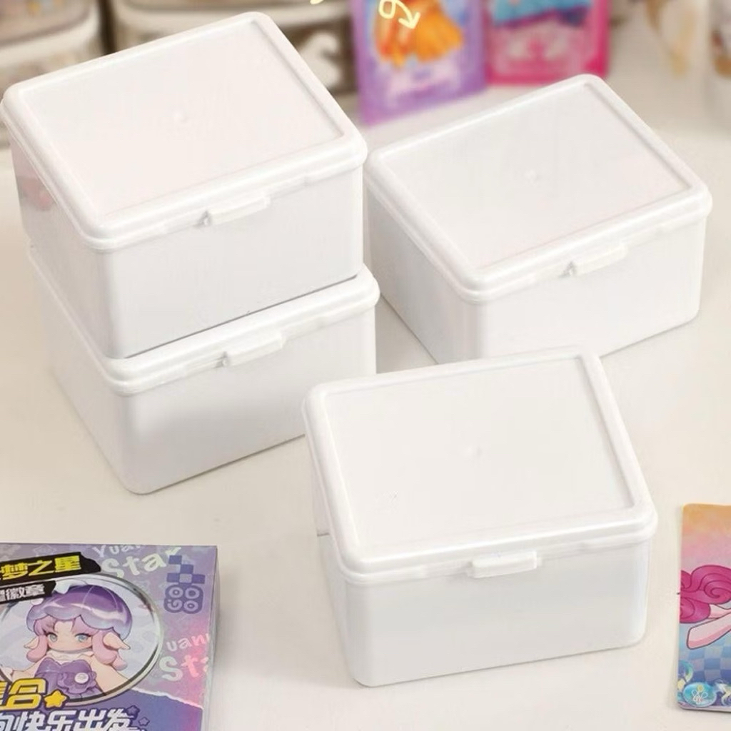 กล่องพลาสติกใส่การ์ดและของกระจุกกระจิก สีขาว/ใส ขนาด 9.5x8x6 (ซม.)