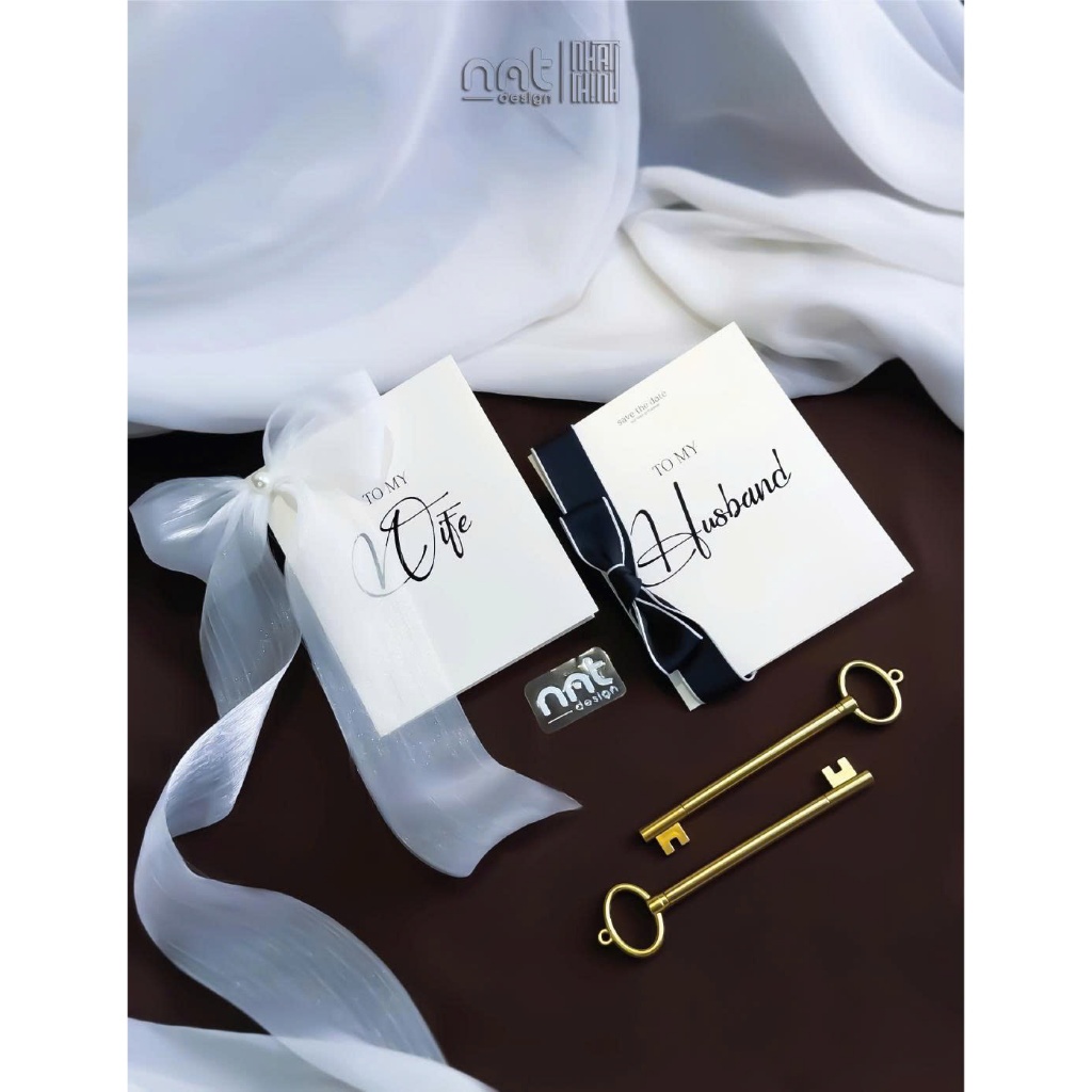 HIS VOWS CARD SET - HER VOWS • กระดาษ FRAGANT WITH SILK CHALLENGE BOW MIXED WITH SILK KAKI BOW • NNT