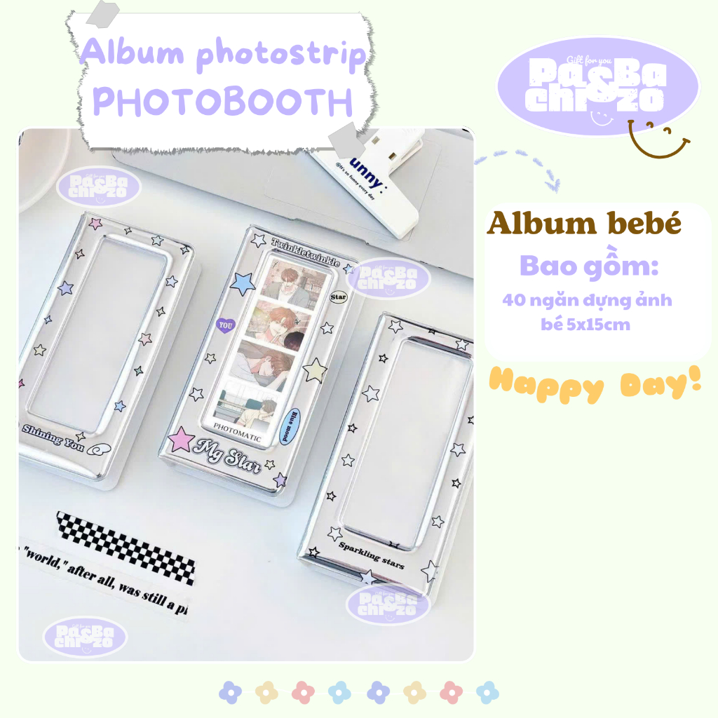 [Pin Youth] Photobooth 4 Cut Photo Album Pachi&Bazo – ถือรูปถ่าย 5x15 ซม. สวยงามมาก