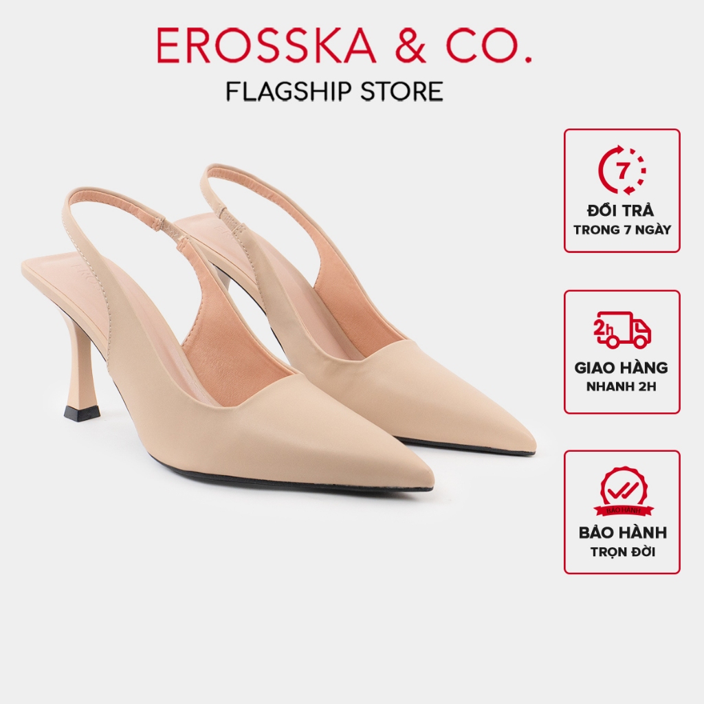 Erosska - รองเท้าส้นสูงหัวแหลมแฟชั่น Slingback สูง 8cm - EH041