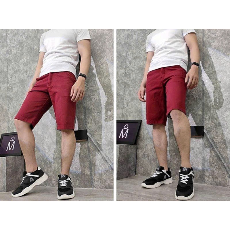 คอมโบกางเกงขาสั้นสีกากีผู้ชายภายใน 2 คู่ GUARANTEEED NO SHRINKLES, NO FADE, ผ้าฝ้ายทรงตรง ISO037S2