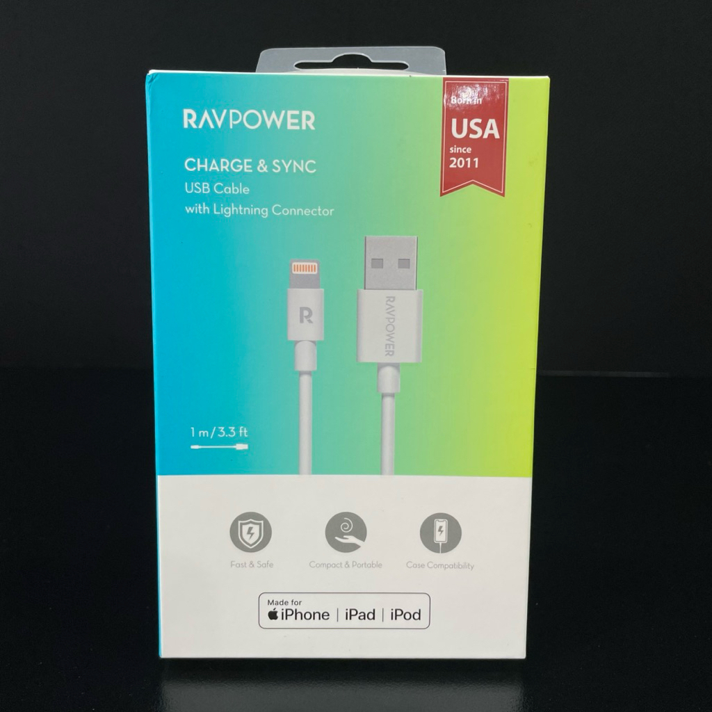 RAVPower RP-CB030 USB-A to L FAST CHARGING และสายถ่ายโอนข้อมูล (ยาว 1 ม.)