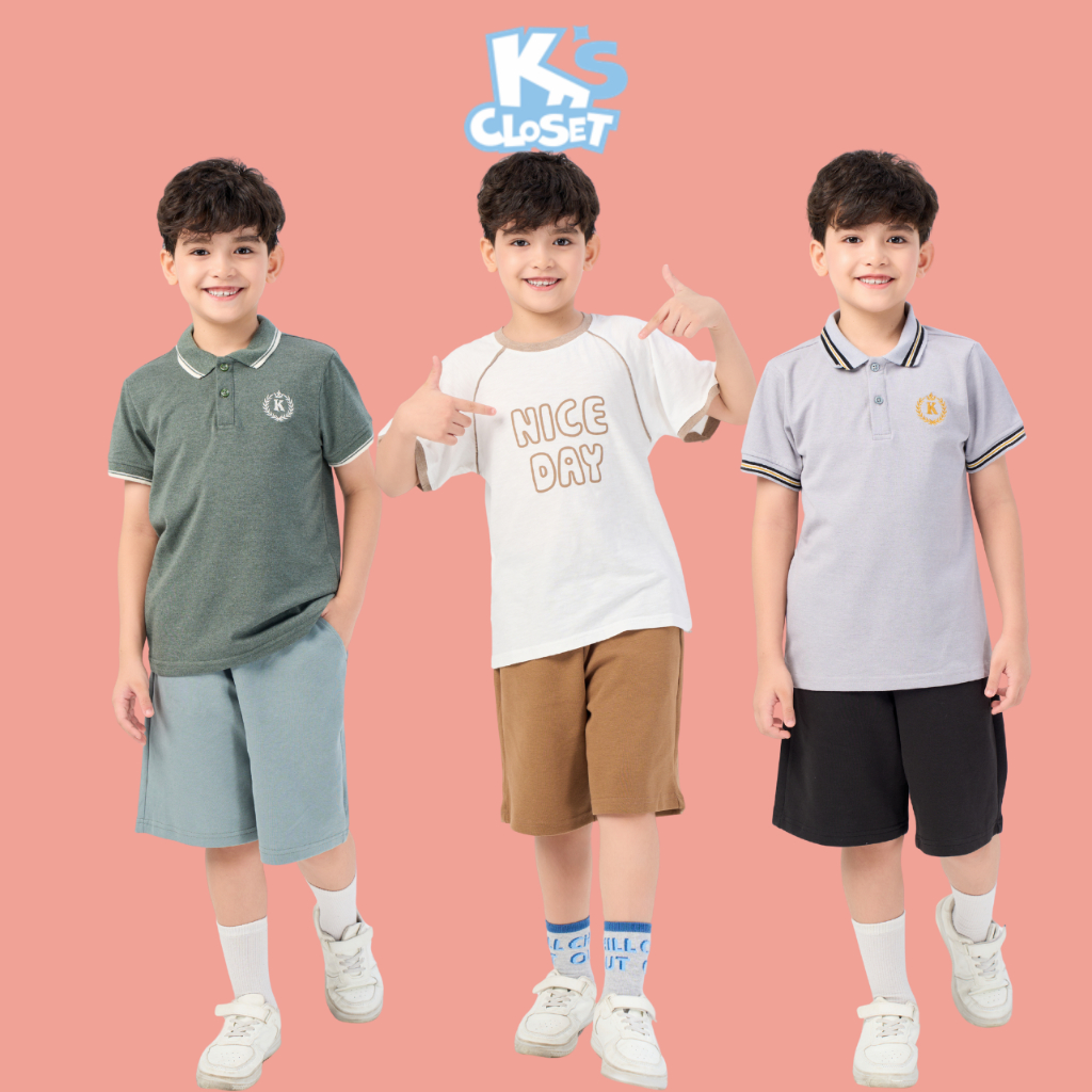 กางเกงขาสั้น KS CLOSSET ผ้าคอตตอนสําหรับเด็กชาย (2-14 ปี) จาก 10kg - 55kg KT123FIS