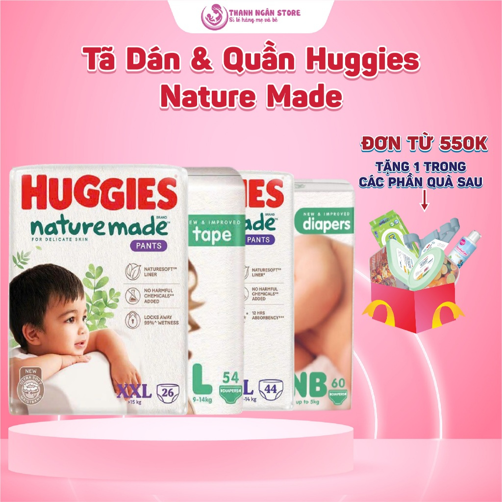 Huggies Nature made Diapers / ผ้าอ้อมทุกขนาดตั้งแต่ทารกแรกเกิดถึง 25 Kg - ผ้าอ้อม Huggies สีขาวระดับ