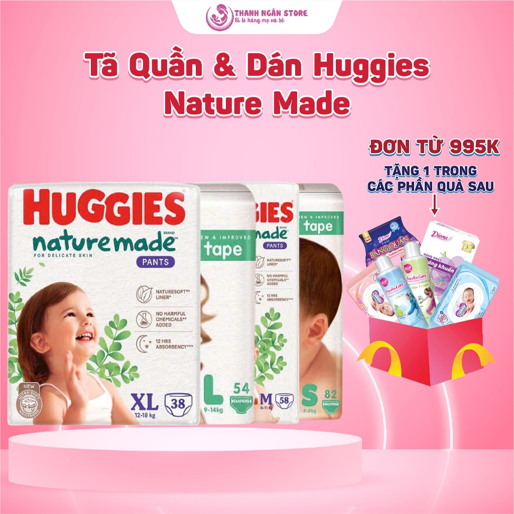 Huggies Nature made Diapers / ผ้าอ้อมในทุกขนาด - ผ้าอ้อม Huggies ระดับพรีเมียมสําหรับเป็นของขวัญ - ร