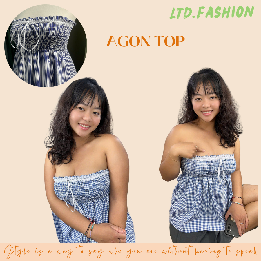เสื้อเชิ้ตลาย Checkered Ribbon Tunic - LTD.FASHION - AGON TOP