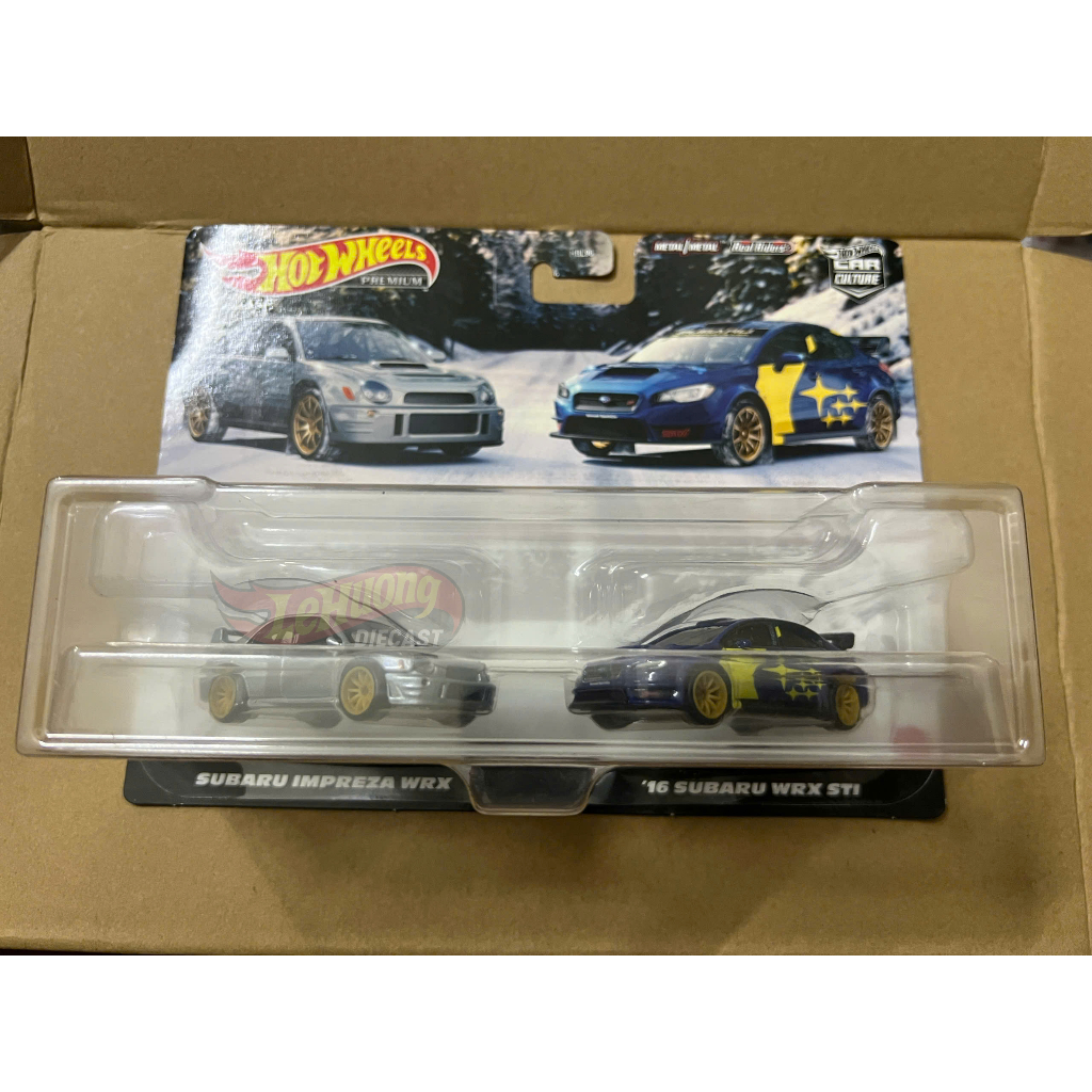 LeHuong Diecast - Hot Wheels Premium 2 Pack Subaru Impreza WRX & 16 Subaru WRX STI Blue