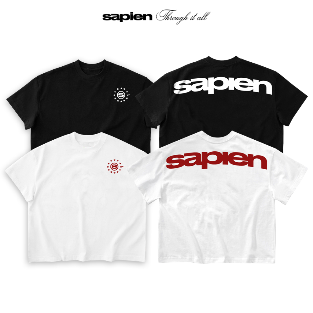 เสื้อยืด Boxy SAPEIEN "OVP" ผ้าคอตตอน สีดํา สีขาว