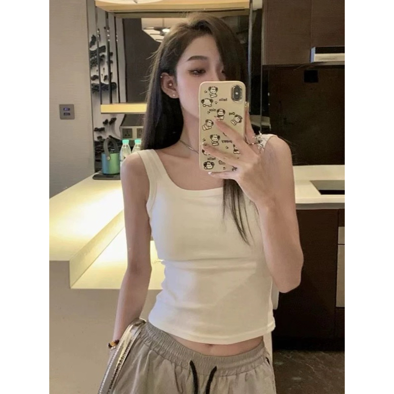 เสื้อกล้ามสายใหญ่ไม่มีแผ่นรองหน้าอกเสื้อสายรัดขนาดใหญ่คอเหลี่ยมสีทึบ (มีไซส์ใหญ่) ม1040 - รูปที่ 7