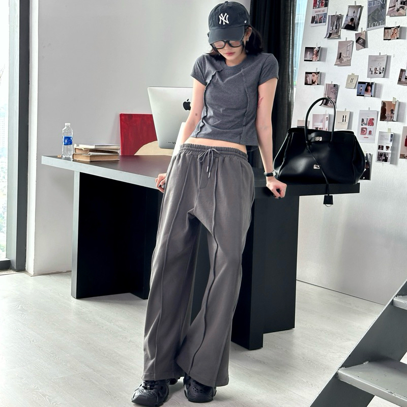 /NOV11/ UNISEX LONG RIBBED Flannel Pants - รูปแบบหลวม