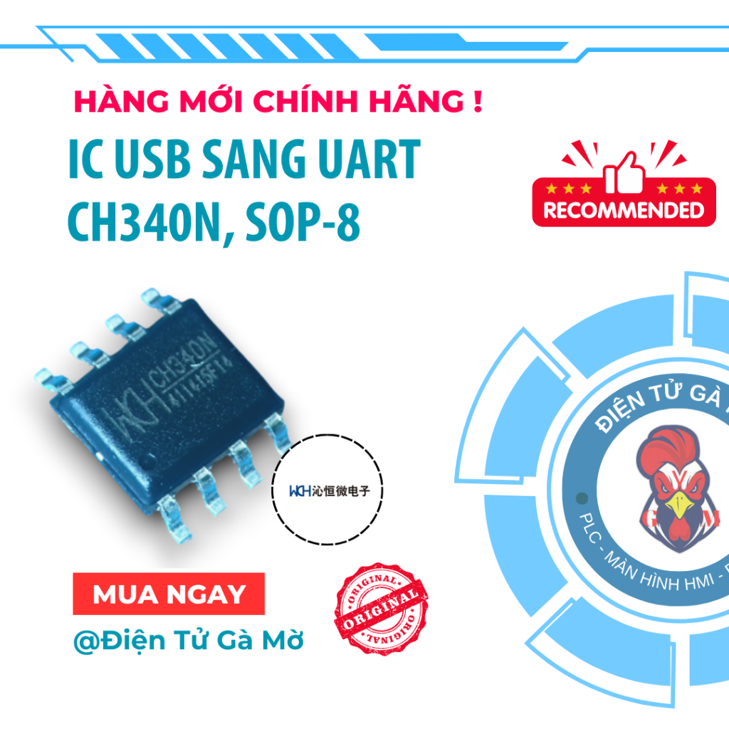 [1 CON] IC USB To UART, USB To UART CH340N SOP-8 WCH ของแท้ใหม่ 100%