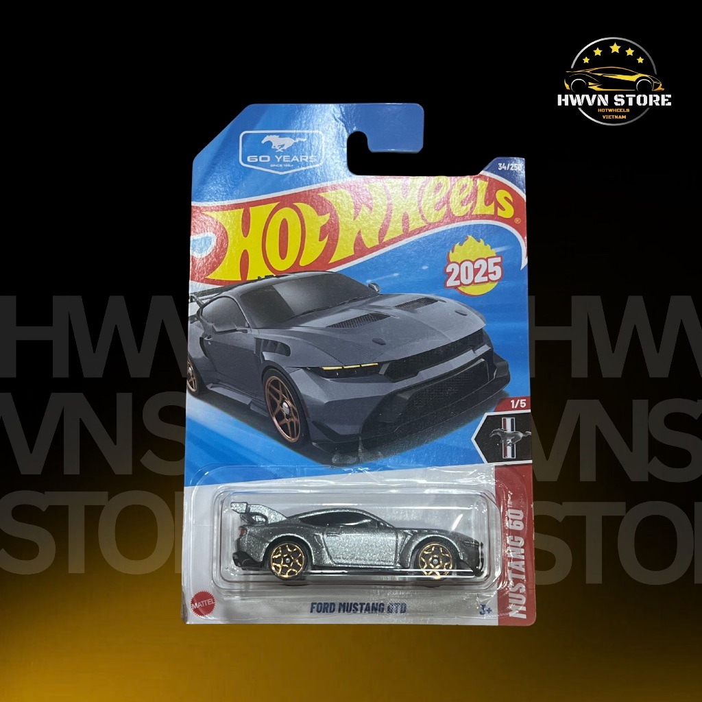 Silver Hotwheels Ford Mustang GTD Model Car