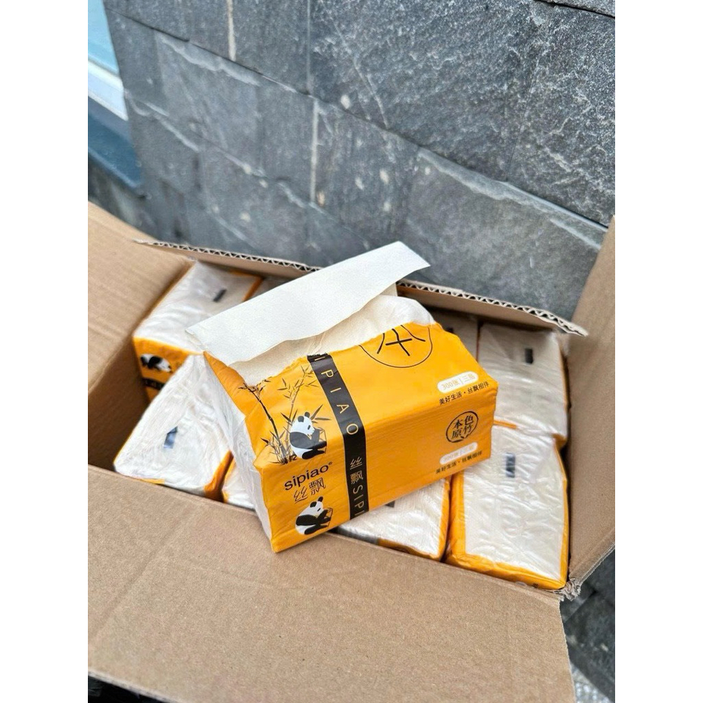 คอมโบกระดาษทิชชู่ Sipiao panda 10 แพ็ค made in China - แพ็ค 300 แผ่น