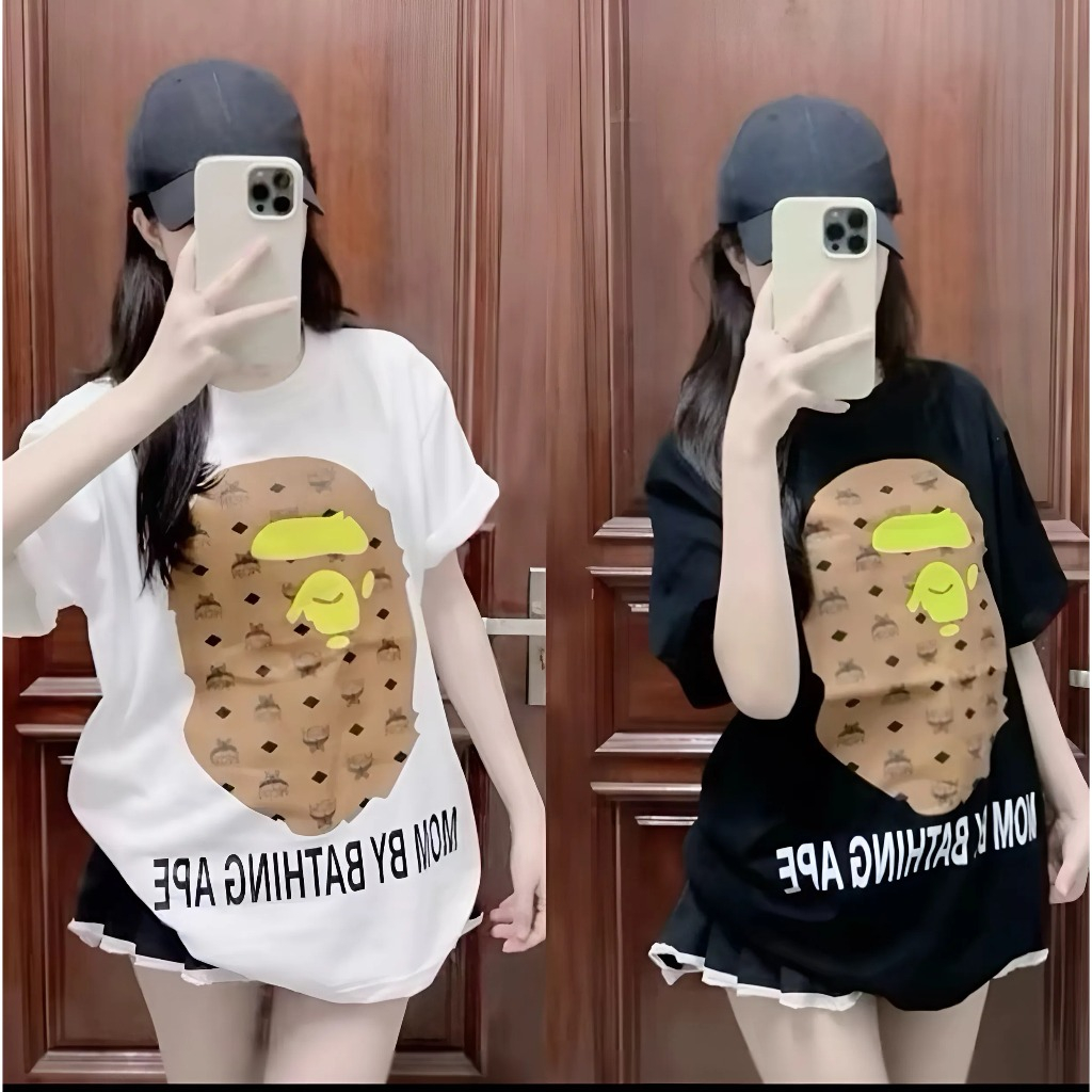เสื้อยืดลายลิงสีน้ําตาลทําจากผ้าโพลีเรียบหนา ไม่จํากัดเพศ แบบสําหรับผู้ชายและผู้หญิงหน้าร้อน 2025