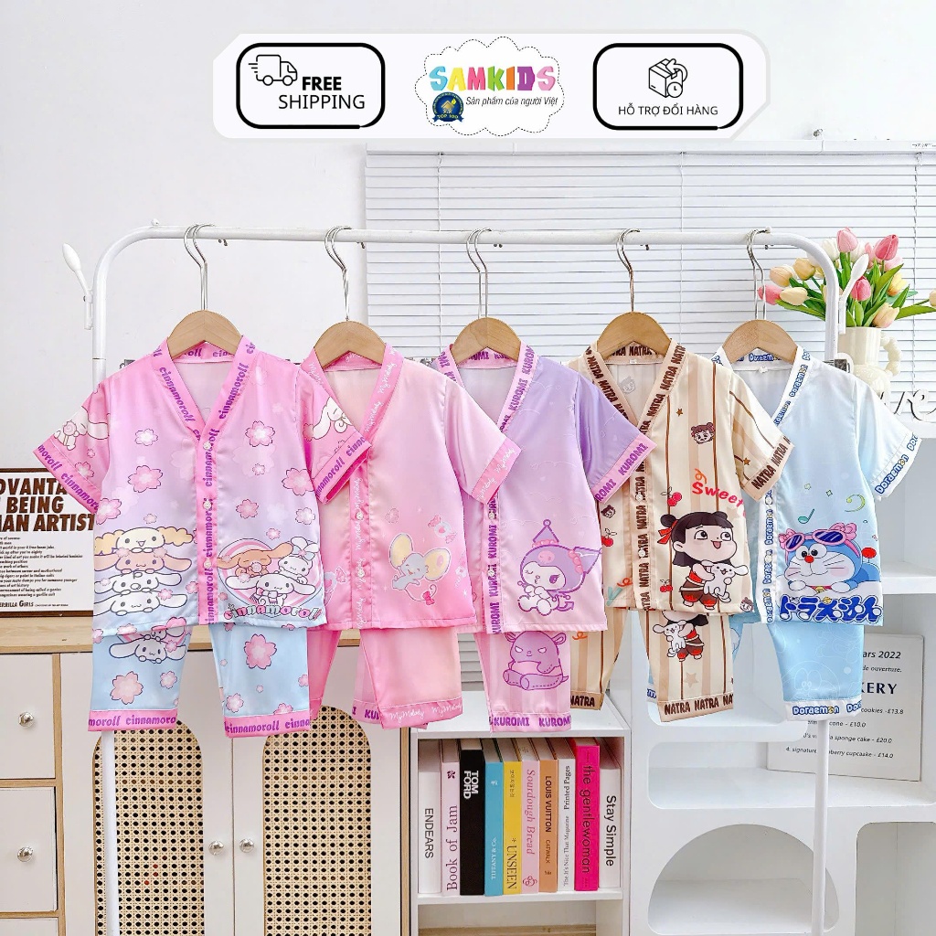 SAMKIDS - SK888 - ชุดนอนผ้าไหมละตินสําหรับเด็กผู้หญิง