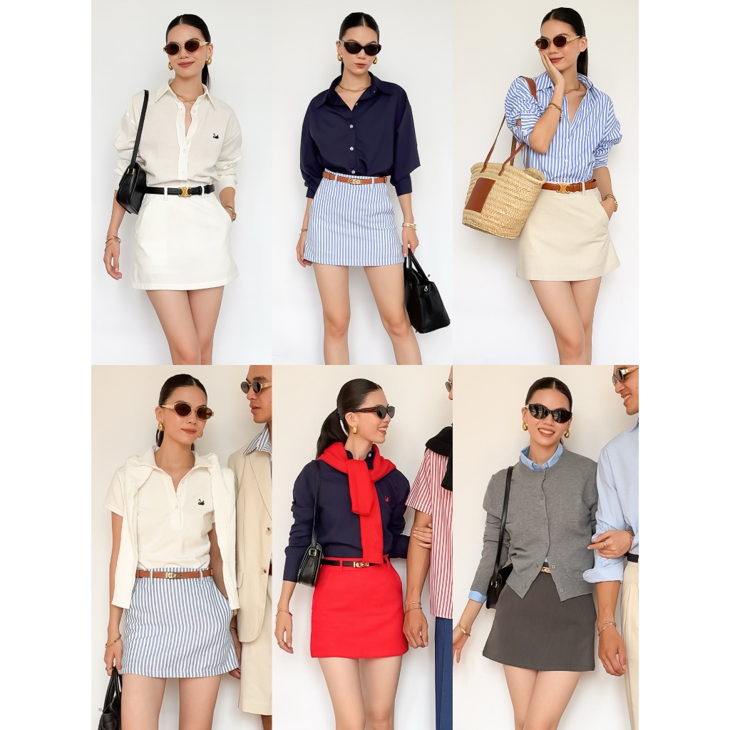 กระโปรงลินิน A-Line Mini ปักทรงหงส์แฮ็ก ใส่ทํางานและเล่น Clara | 4391 4663 4324 | ลาน่า หงส์é
