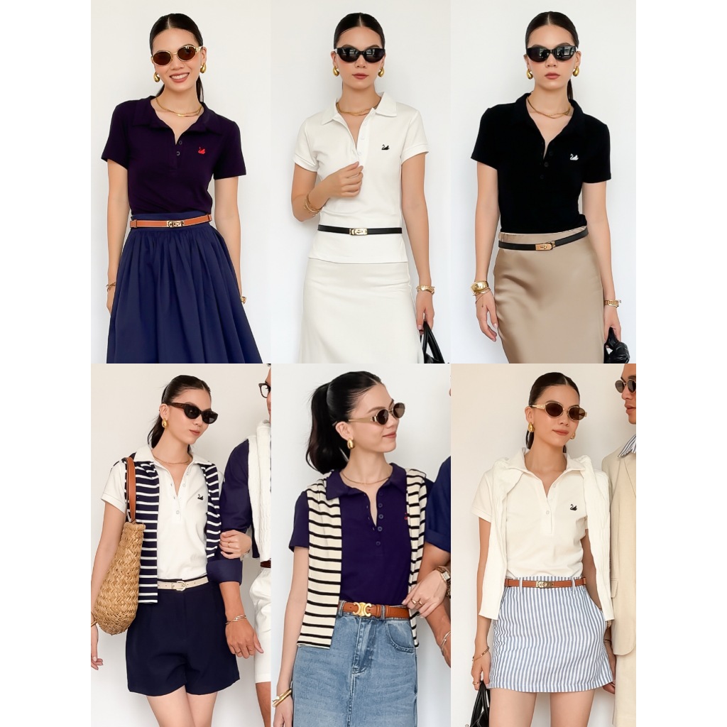 เสื้อโปโลผู้หญิง Basic Slim ปักโลโก้ Lana Swan | 4312 4416 | ลาน่า อย่างเป็นทางการ