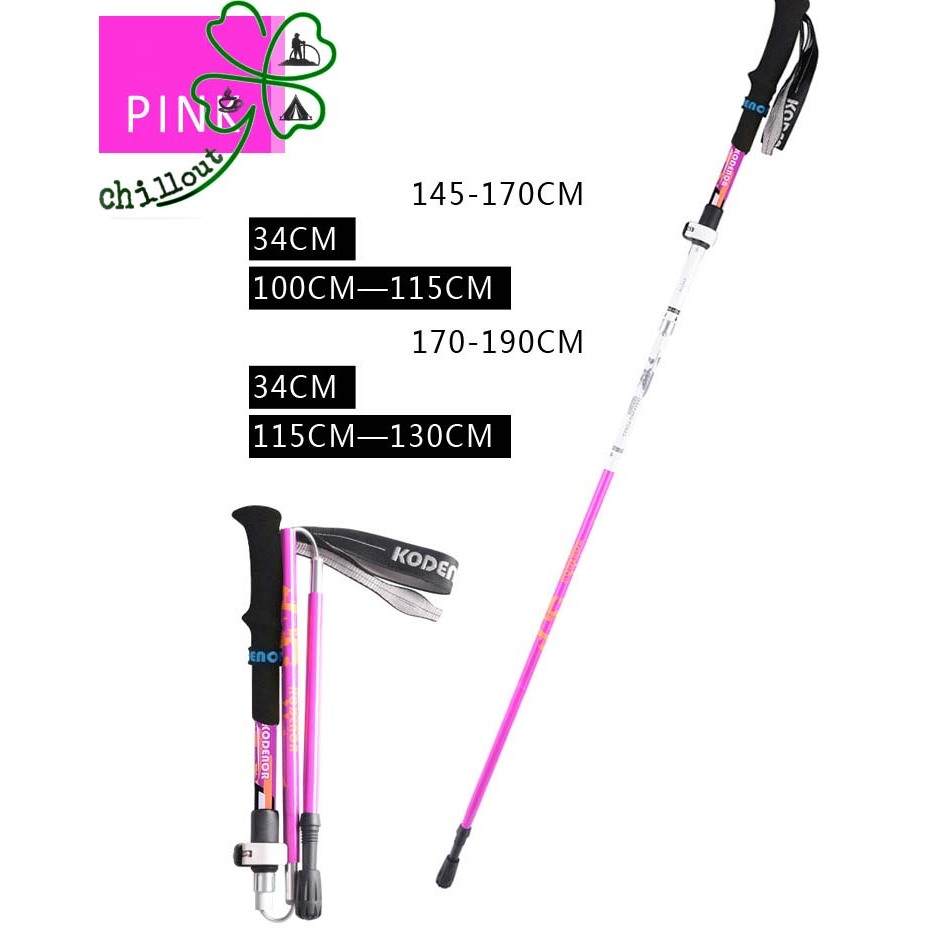 SUPER LIGHT 4-WAY FOLDING MOUNTAIN Climbing Stick CARBON + KODENOR PREMIUM 7075 ALUMINIUM