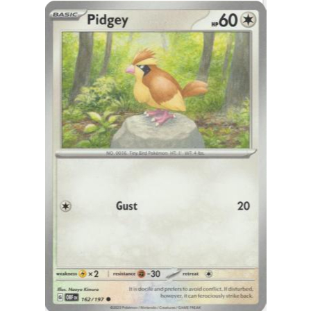 [การ์ดโปเกมอน TCG] Pidgey - 166/197 - ทั่วไป