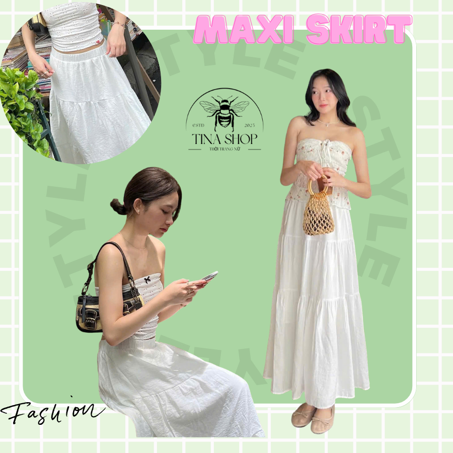 A-LINE MAXI SKIRT - TINA SHOP - MAXI SKIRT