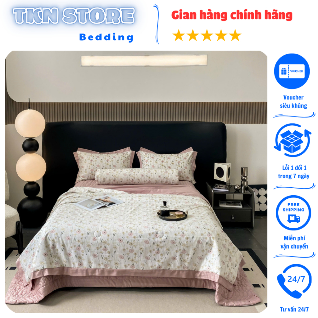 เซต 5 ชิ้น พรีเมี่ยม Mark Jacob Silk Cotton ผ้าปูที่นอนผ้าฝ้าย เนื้อหนา นุ่ม โปร่งสบาย