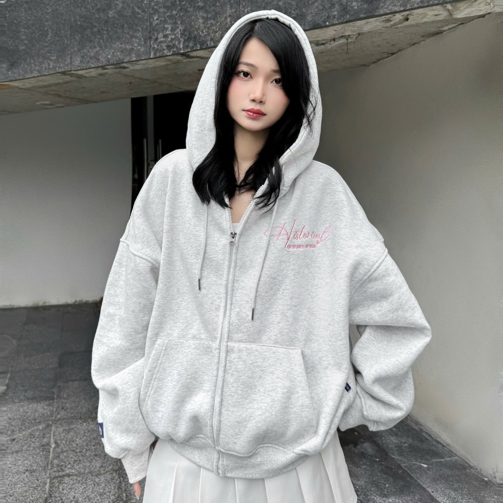 HOODIE เสื้อแจ็คเก็ตปักลายผู้ชายและผู้หญิง NQ30 SQUARE COTTON - Hodie NQ30 FORUM รูปแบบ Boxy