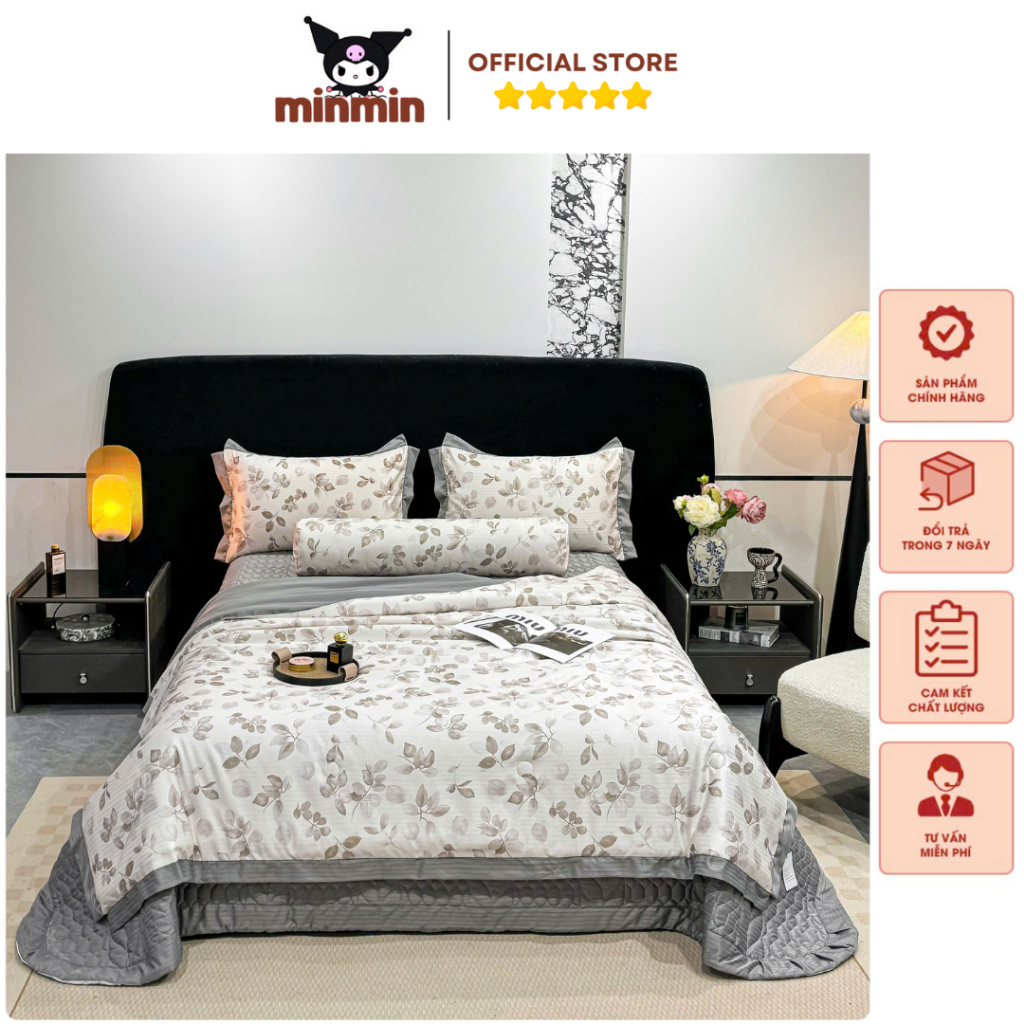 เซต 5 ชิ้น พรีเมี่ยม Mark Jacob Silk Cotton ผ้าปูที่นอนผ้าฝ้าย เนื้อหนา นุ่ม โปร่งสบาย