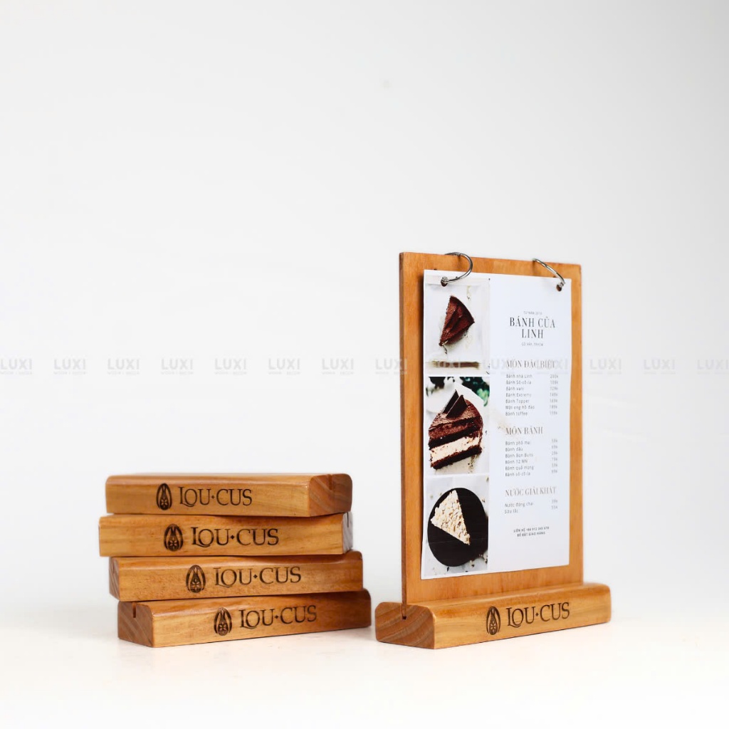 HCM HCM HCM | แหวนกลมพร้อมฐาน, WOODEN TABLE MENU - ฟรีโลโก้ ENGRAVING - LUXI DECOR HCM