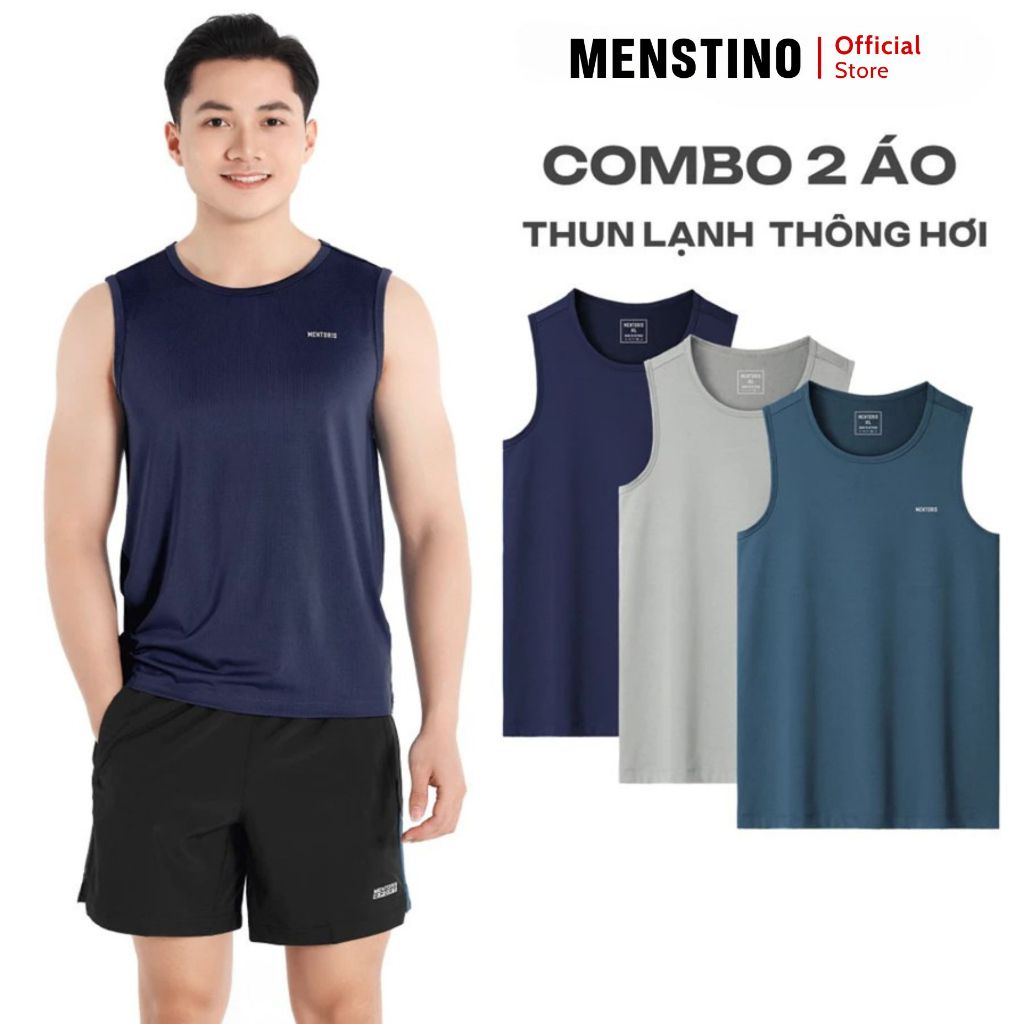 Combo 2 Mens Sports Tanktop ผ้ายืดหยุ่นระบายอากาศเท่ๆ ยางยืดสุดๆ CB2MTT2504